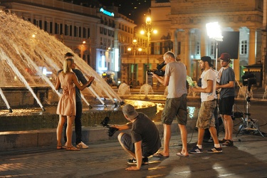 Genova - piazza De Ferrari - le riprese per un video pubblicitar