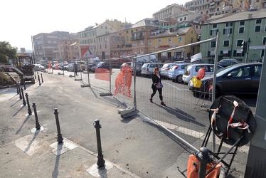 Genova - lavori in corso per nuova zona pedonale e parcheggio - 