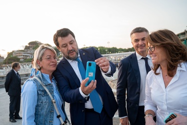 Genova, bagni lido - cena elettorale lega con Matteo Salvini
