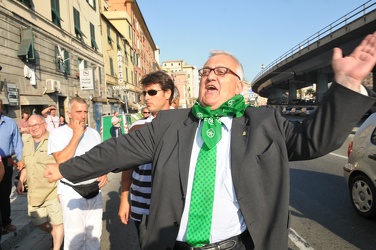 Genova - protesta Lega Nord con comizio Borghezio