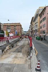 Genova, via Cornigliano - cantiere nel tratto a ponente della st