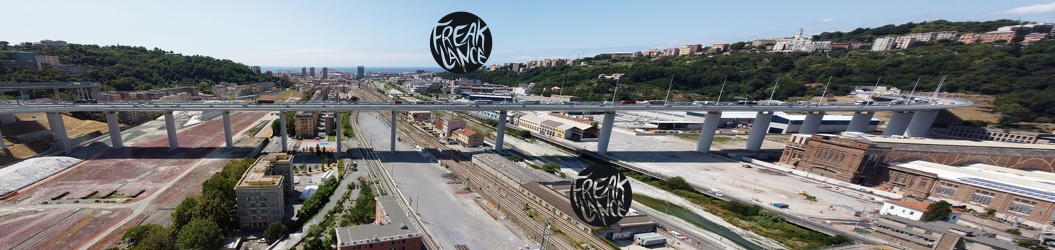 Genova, area ponte San Giorgio - foto panoramica da drone inoffe