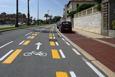 Genova, la pista ciclabile di Corso Italia
