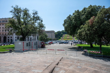 Genova, piazza della Vittoria - preparativi ocean race