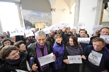 Genova - palazzo Ducale - protesta degli opratori della cultura