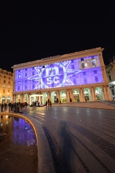 Genova - piazza De Ferrari - inaugurazione MSC, spettacolo lumin