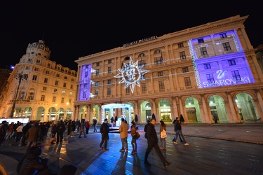 Genova - piazza De Ferrari - inaugurazione MSC, spettacolo lumin