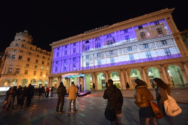 Genova - piazza De Ferrari - inaugurazione MSC, spettacolo lumin