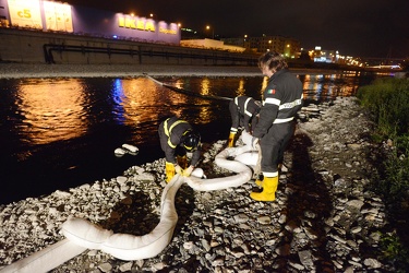 Genova, torrente Polcevera - perdita di petrolio nel torrente