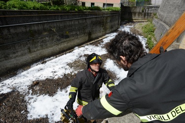 Genova, torrente Polcevera - sversamento di petrolio nel torrent