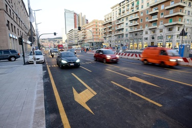 Genova, viale Brigate Partigiane - segnaletica cantiere Bisagno 