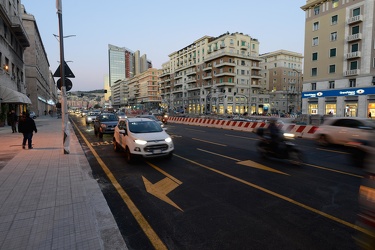 Genova, viale Brigate Partigiane - segnaletica cantiere Bisagno 