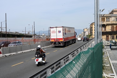 Genova - lungomare Canepa, cantiere rinnovo strada