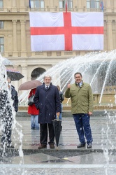 Genova, piazza De Ferrari - inaugurazione zampilli acqua fontana