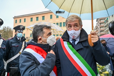 Genova, cerimonia di commemorazione vittime alluvione - targa po