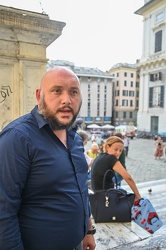 Genova, piazza Matteotti - presidio manifestazione Italiexit