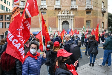 Genova, centro, manifestazione lavoratori Leonardo contro cessio