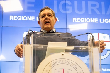 Genova, Sala Trasparenza - conferenza stampa governatore Giovann