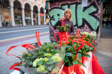 Genova, distribuzione gardenie per supporto ricerca sclerosi mul
