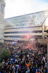 Genova, corte lambruschini - protesta tifosi sampdoria