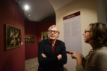 Genova, palazzo della Meridiana - Vittorio Sgarbi visita mostra 