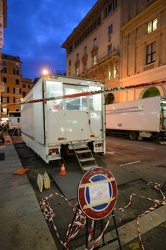 Genova - via Petrarca, piazza De Ferrari - preparativi per ripre