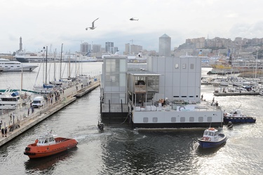 Genova - le fasi di arrivo della nuova struttura per cetacei pre