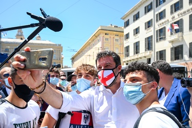 Genova, piazza De Ferrari - segretario Lega Matteo Salvini incon