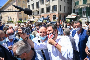 Genova, piazza De Ferrari - segretario Lega Matteo Salvini incon