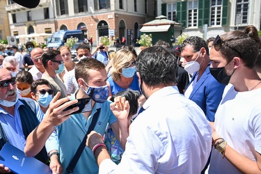 Genova, piazza De Ferrari - segretario Lega Matteo Salvini incon