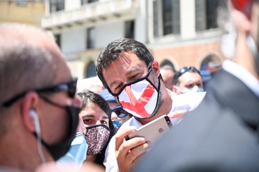 Genova, piazza De Ferrari - segretario Lega Matteo Salvini incon