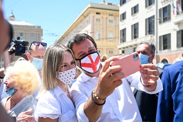 Genova, piazza De Ferrari - segretario Lega Matteo Salvini incon