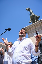 Genova, piazza De Ferrari - segretario Lega Matteo Salvini incon