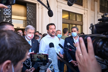 Genova, piazza De Ferrari - segretario Lega Matteo Salvini incon