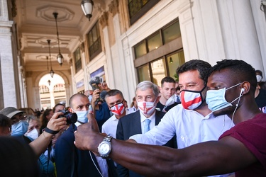 Genova, piazza De Ferrari - segretario Lega Matteo Salvini incon