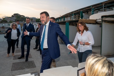 Genova, bagni lido - cena elettorale lega con Matteo Salvini