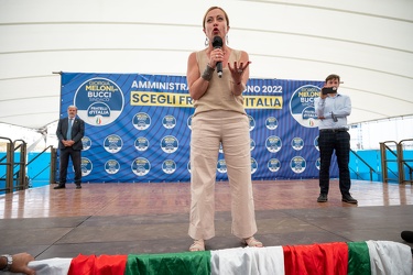 Genova, porto antico - Giorgia Meloni, presidente fratelli d'Ita