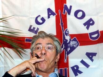 Umberto Bossi in visita a Genova