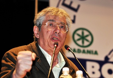 Genova - Umberto Bossi, leader della Lega Nord