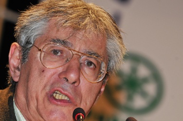 Genova - Umberto Bossi, leader della Lega Nord