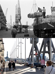 Genova - riproduzioni inquadrature da foto storiche al porto ant