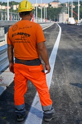 Genova, nuovo ponte Genova San Giorgio, inquadrato da elicoidale