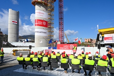 Genova, cantiere nuovo ponte - cerimonia per la. conclusione del