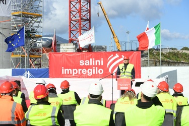 Genova, cantiere nuovo ponte - cerimonia per la. conclusione del