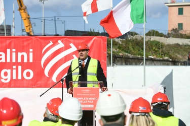 Genova, cantiere nuovo ponte - cerimonia per la. conclusione del