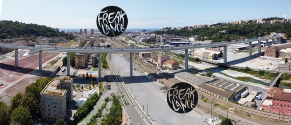 Genova, area ponte San Giorgio - foto panoramica da drone inoffe