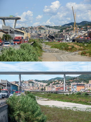 Genova, fotoconfronti a 5 anni dalla tragedia del ponte Morandi