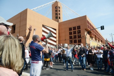 Genova, stadio Ferraris - la protesta dei tifosi genoani sotto l