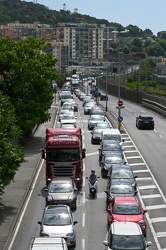 Genova - altra giornata di traffico su strade e autostrade